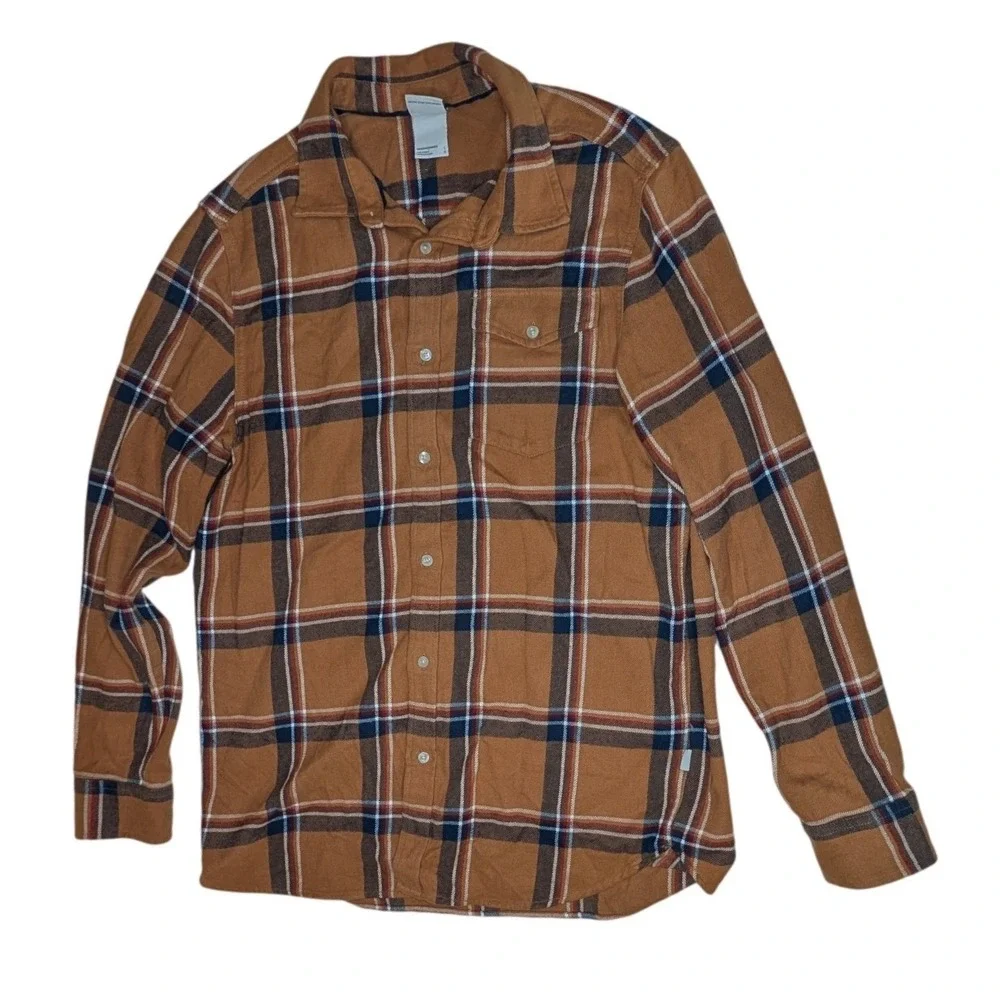 The North Face Button Down Mens L Brown Plaid Flannel Shirt Long Sleeve Cotton
